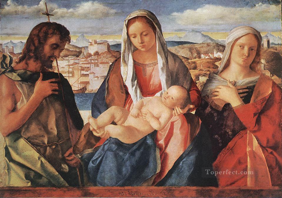 聖母子と聖ヨハネ・ルネッサンスのジョヴァンニ・ベリーニ油絵
